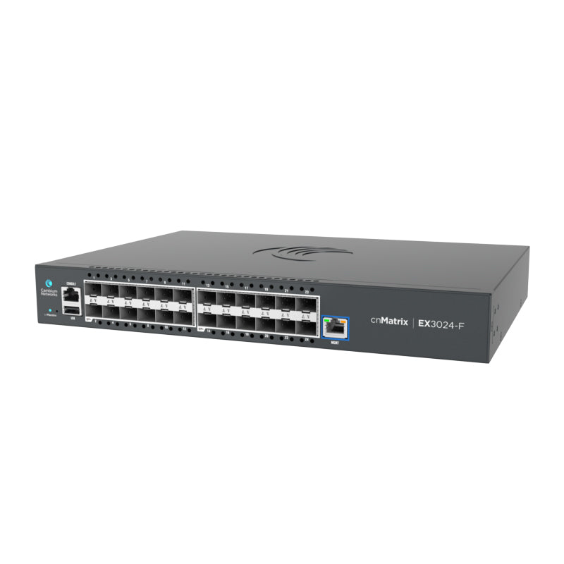 Cambium cnMatrix EX3024F 24-Port SFP+ Intelligent Ethernet Fiber Aggregation Switch with dual internal AC power supplies