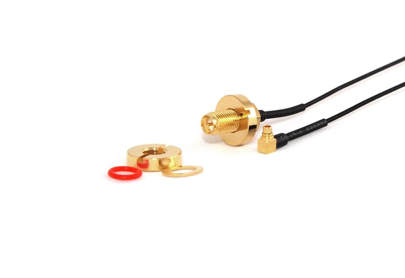 RF Elements RP-SMA Female Bulkhead to MMCX Male Right Angle 100mm Coax Pigtail
