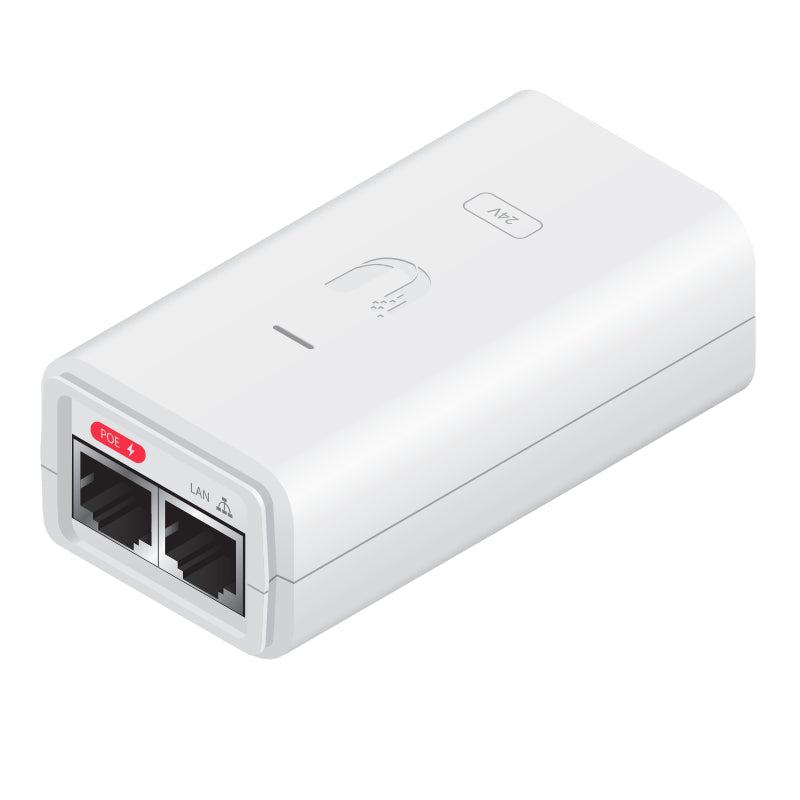 Ubiquiti 24V 12W White Gigabit Power over Ethernet Injector