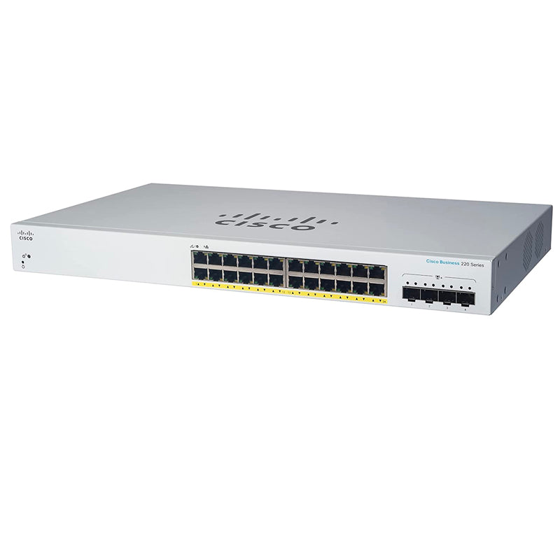 Cisco CBS220 Smart 195W 24-Port Gigabit PoE Switch with 4 SFP Ports