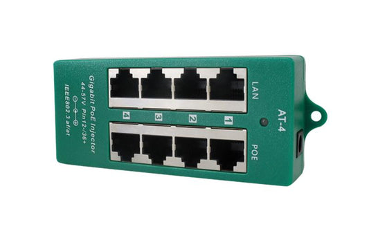 PoE World 4 Port Gigabit Shielded 802.3af/at Midspan PoE Injector