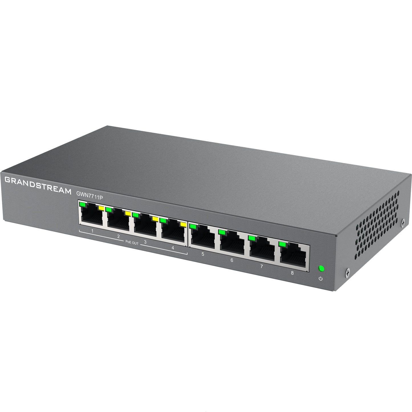 Grandstream GWN7711P Layer 2-Lite Managed Switch, 8 x GigE (4 x PoE/PoE+ or +24VDC Output