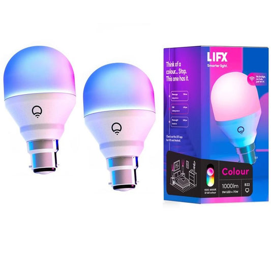 2 Pack LIFX Colour 1000 WiFi LED Light Bulb B22 Bayonet Socket