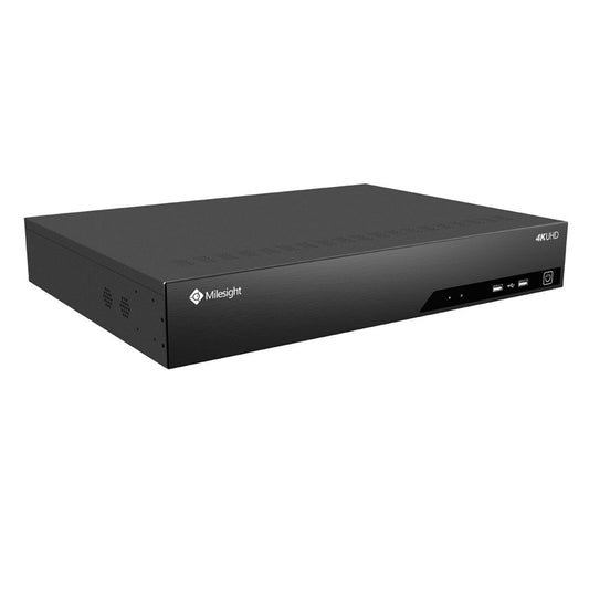 Milesight 4K 48 Channel POE NVR Channel IP Camera NVR with built in 24 Port 802.3af/at PoE 10/100 Switch and RAID, LPR Support