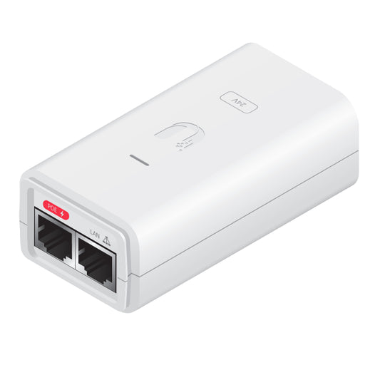 Ubiquiti 24V 12W White Gigabit Power over Ethernet Injector