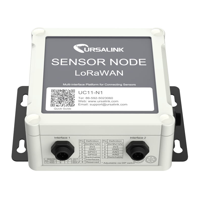Ursalink LoRaWAN EU868 IoT Client with GPIO, RS232/RS485 switchable, 3.3V output and 5/9/12 V output